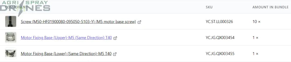 M5 Motor Fixing Base + Screw Kit Agras Parts