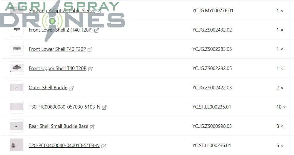 T40 / T20P Front Shell Kit Agras Parts