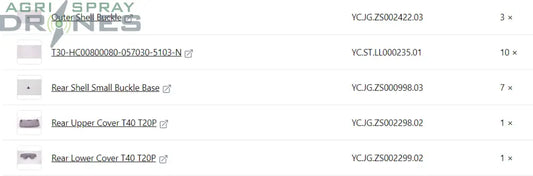 T40 / T20P Rear Shell Kit Agras Parts