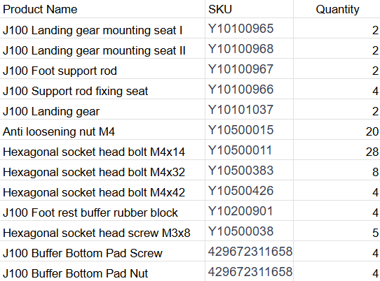 J100 Landing Gear Kit