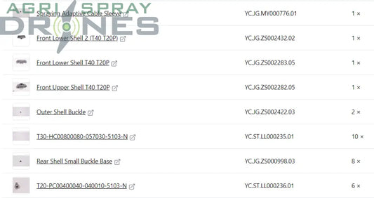 T40 / T20P Front Shell Kit Agras Parts